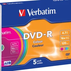 Verbatim DVD-R 4.7 GB Colours 5er Slimcase (43557)