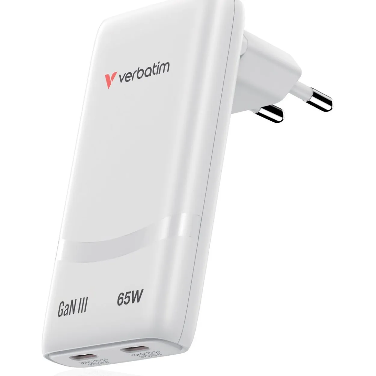 Verbatim Fold Go Charger 2 Port 65W USB-C white