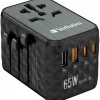 VERBATIM Ladeadapter, Universal Travel, UTA-05, GaN III, 65W 1x USB-A, 1x USB-A QC, 2x USB-C PD, 100-250V, Retail
