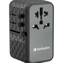 VERBATIM Ladeadapter, Universal Travel, UTA-06, GaN III, 100W 2x USB-A QC, 2x USB-C PD, 100-250V, Retail