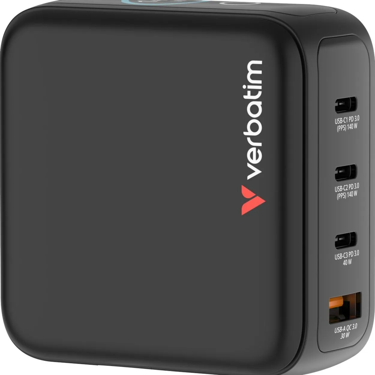 Verbatim Mini GaN Charger 4 Port 140W w Display (EU/UK/US)