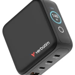 Verbatim Mini GaN Charger 4 Port 140W w Display (EU/UK/US)