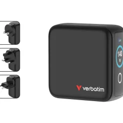 Verbatim Mini GaN Charger 4 Port 140W w Display (EU/UK/US)