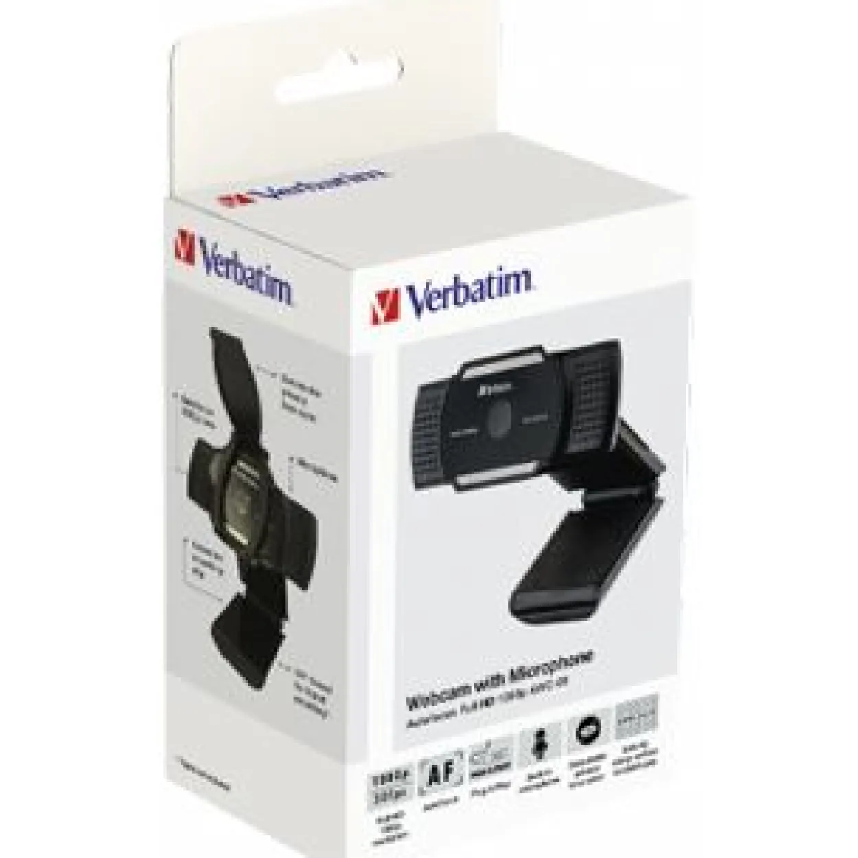 Verbatim Webcam AWC-01, Full HD 1080p, schwarz 2560x1440, 30 FPS, USB, Privacy Shutter, Retail