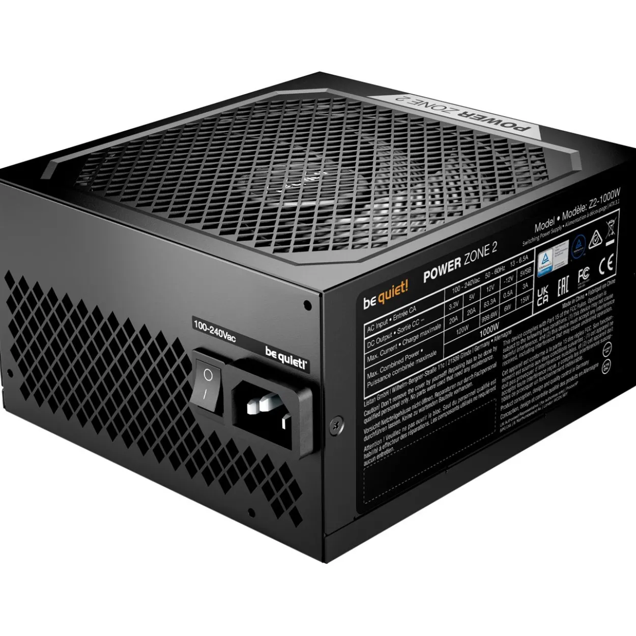 1000 Watt be quiet! Power Zone 2 Modular 80+ Platinum