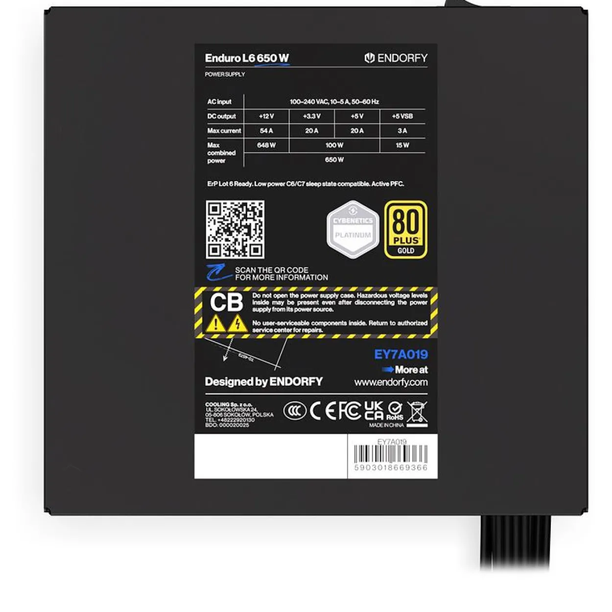 650 Watt Endorfy Enduro L6 Non-Modular 80+ Gold