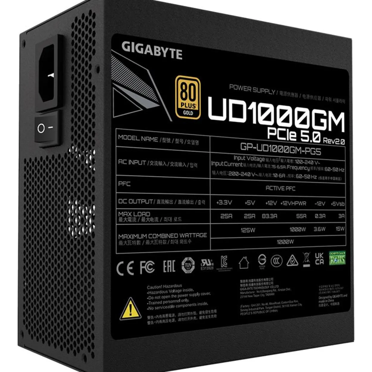 1000 Watt Gigabyte UD1000GM PG5 Rev. 2.0 Modular 80+ Gold