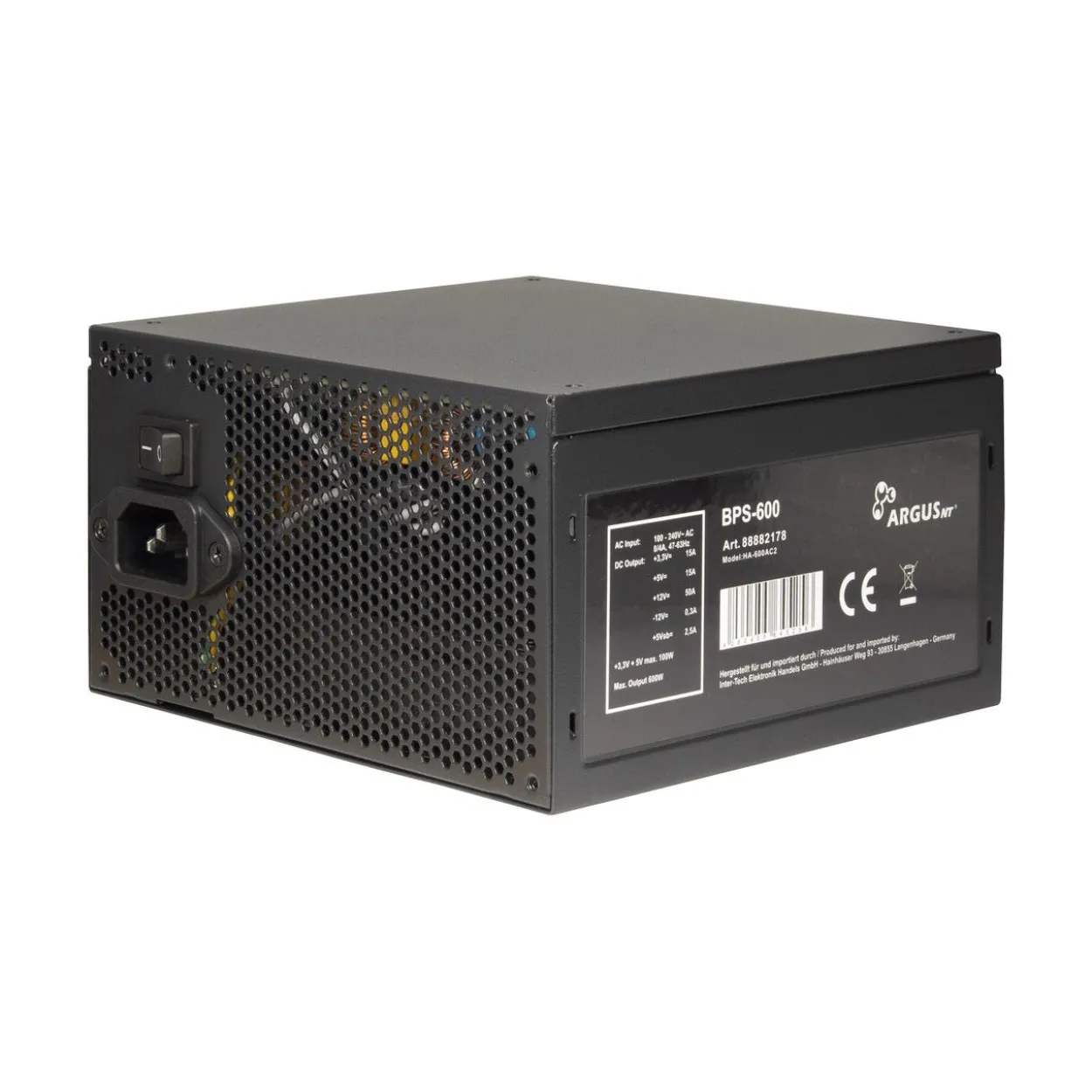 600 Watt Inter-Tech Argus BPS-600 Non-Modular 80+ Bronze