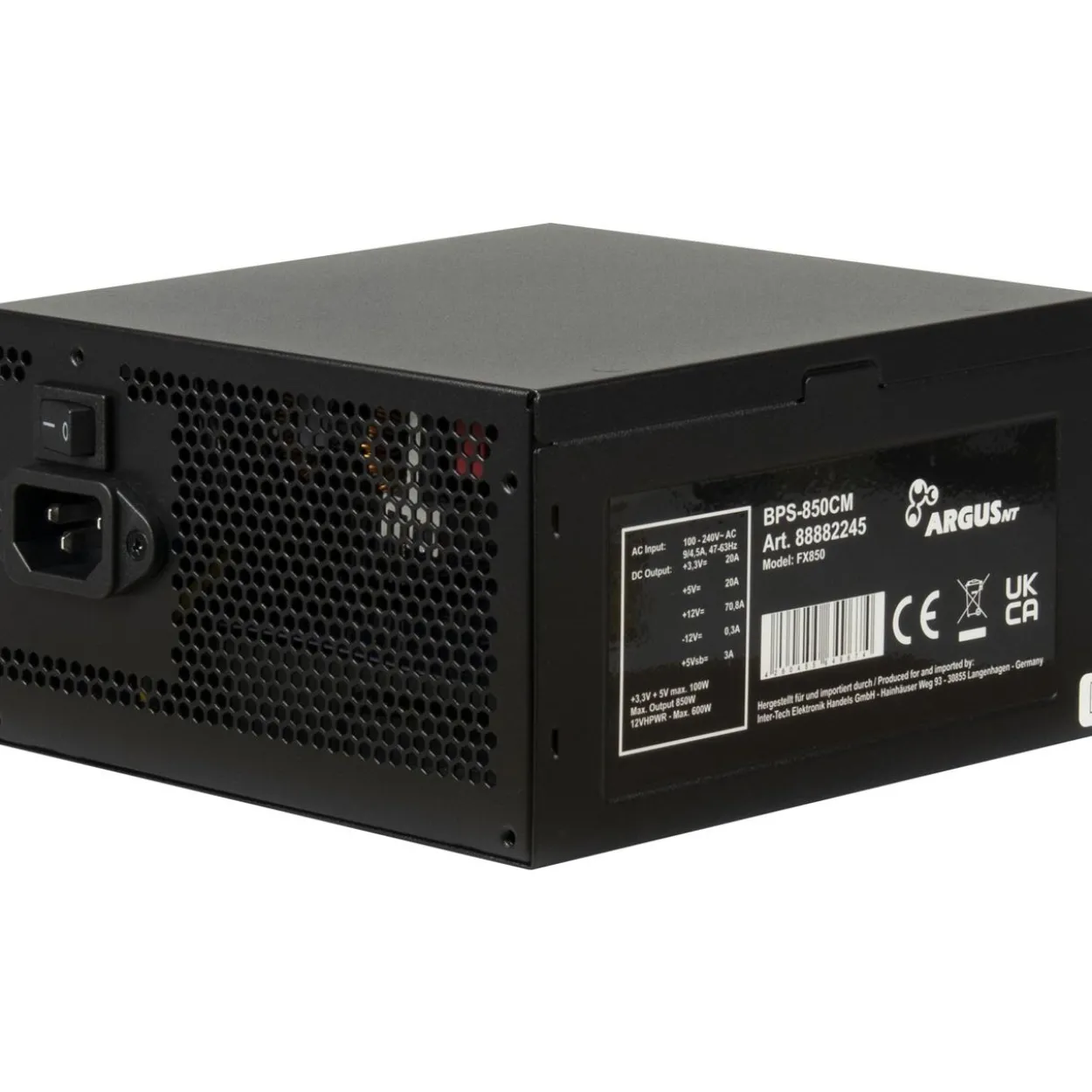 850 Watt Inter-Tech BPS-850CM Teilmodular 80+ Bronze