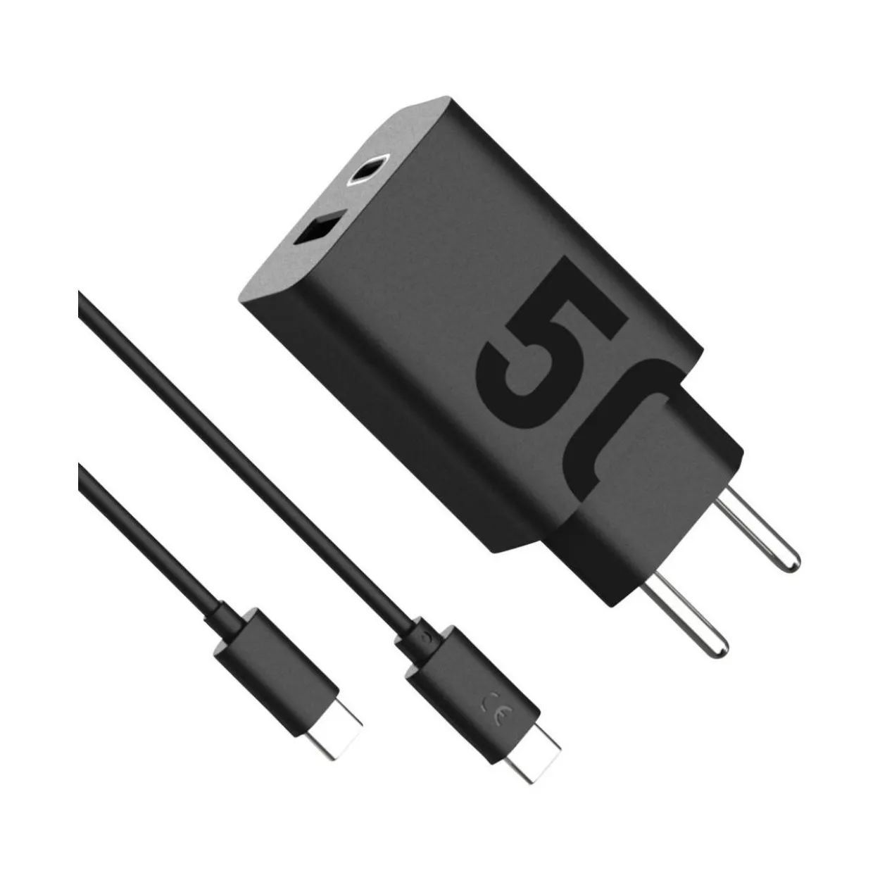 50 Watt Motorola Charger TurboPower Duo USB-C + USB-A w/ USB-C cable, Black