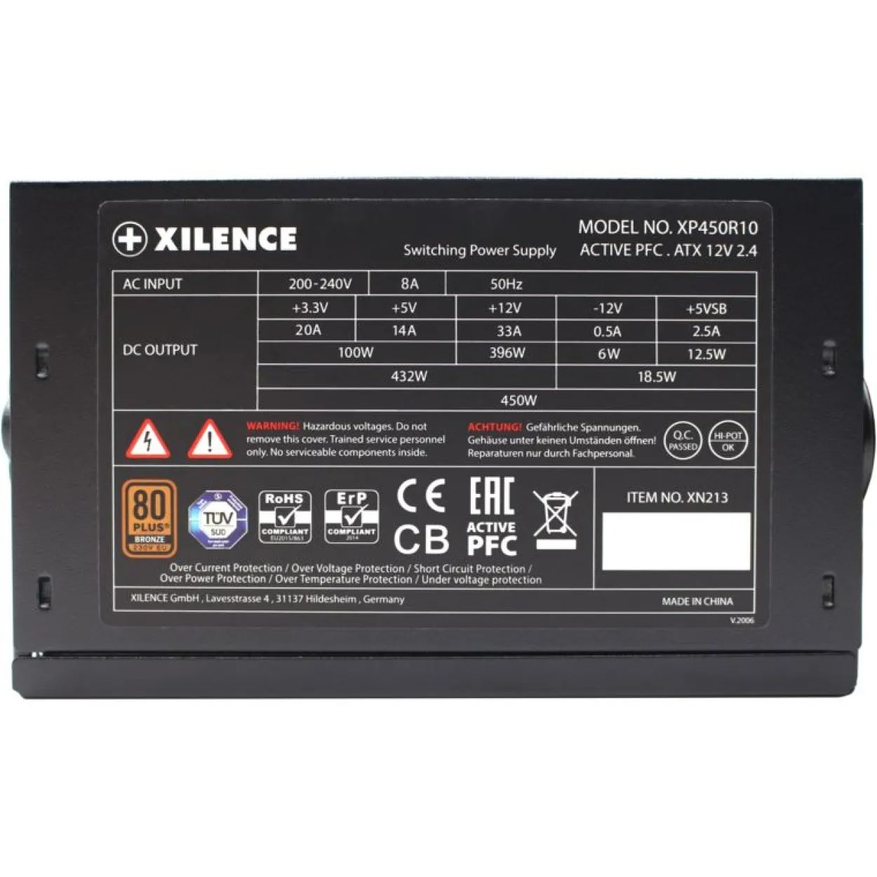 450 Watt Xilence Gaming Series XP450R10 Non-Modular 80+ Bronze