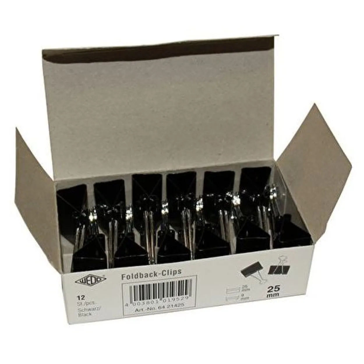 WEDO Klemmer Foldback 19 mm im 12er Karton