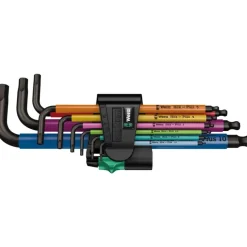Wera 950/9 Hex-Plus Multicolour 1 Winkelschlüsselsatz, 9-teilig (mit Halteclip, BlackLaser-Oberfläche)