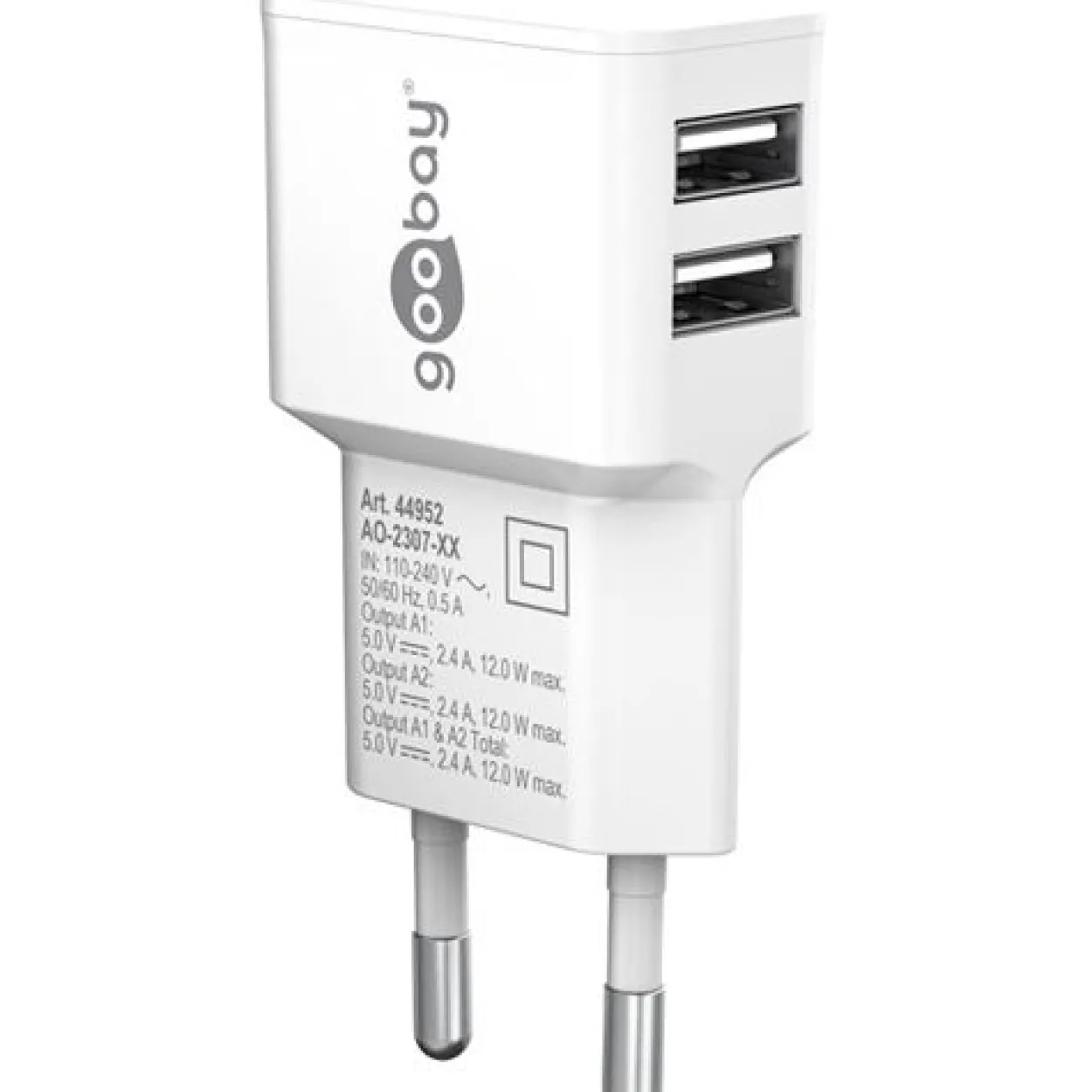 12W Goobay Dual USB-Ladegerät 2,4 A (weiß)