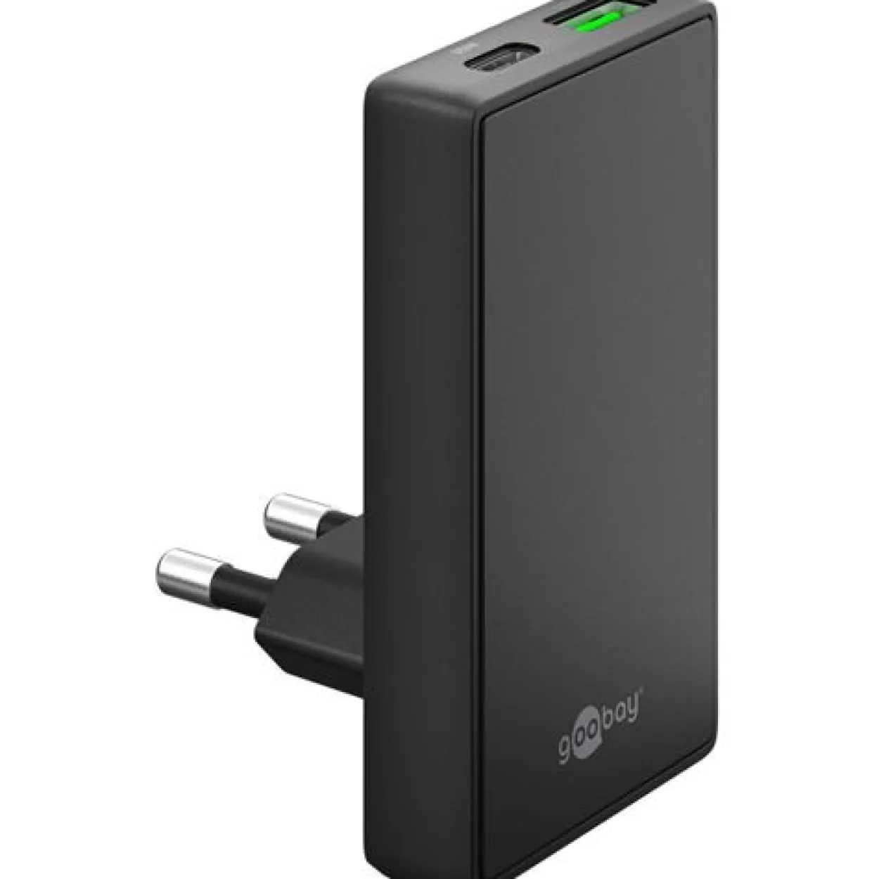 65W Goobay USB-C/A PD GaN 90° Dual-Schnelladegerät (schwarz)