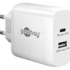 45W Goobay USB-C PD Dual-Schnellladegerät (weiß, 1x USB-A, 1x USB-C PD, GaN-Technologie)