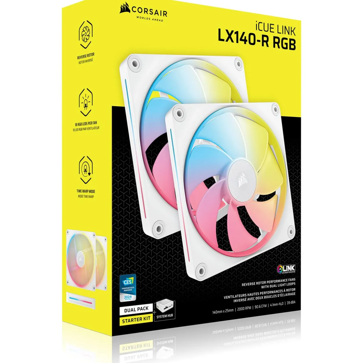 140x140x25 Corsair Lüfter LX140-R RGB iCUE Link Dual (W)