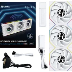 120x124x28mm Lian Li UNI FAN TL Wireless LCD Lüfter, ARGB, PWM, 3er-Pack inkl. Controller - weiß