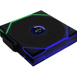 120x124x28mm Lian Li UNI FAN TL Wireless LCD Lüfter, ARGB, PWM - Reverse Blade, schwarz
