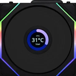 120x124x28mm Lian Li UNI FAN TL Wireless LCD Lüfter, ARGB, PWM - Reverse Blade, schwarz