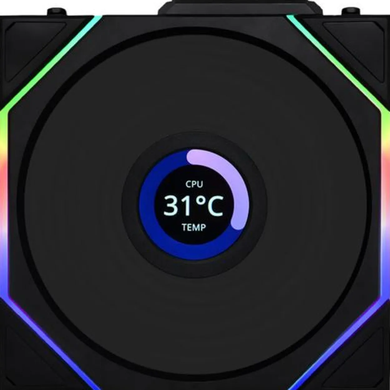 120x124x28mm Lian Li UNI FAN TL Wireless LCD Lüfter, ARGB, PWM - Reverse Blade, schwarz