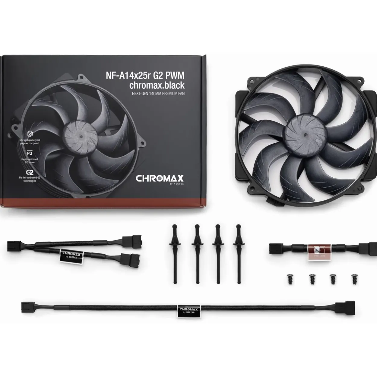 140x140x25mm Noctua NF-A14x25r G2 PWM chromax.black (schwarz)