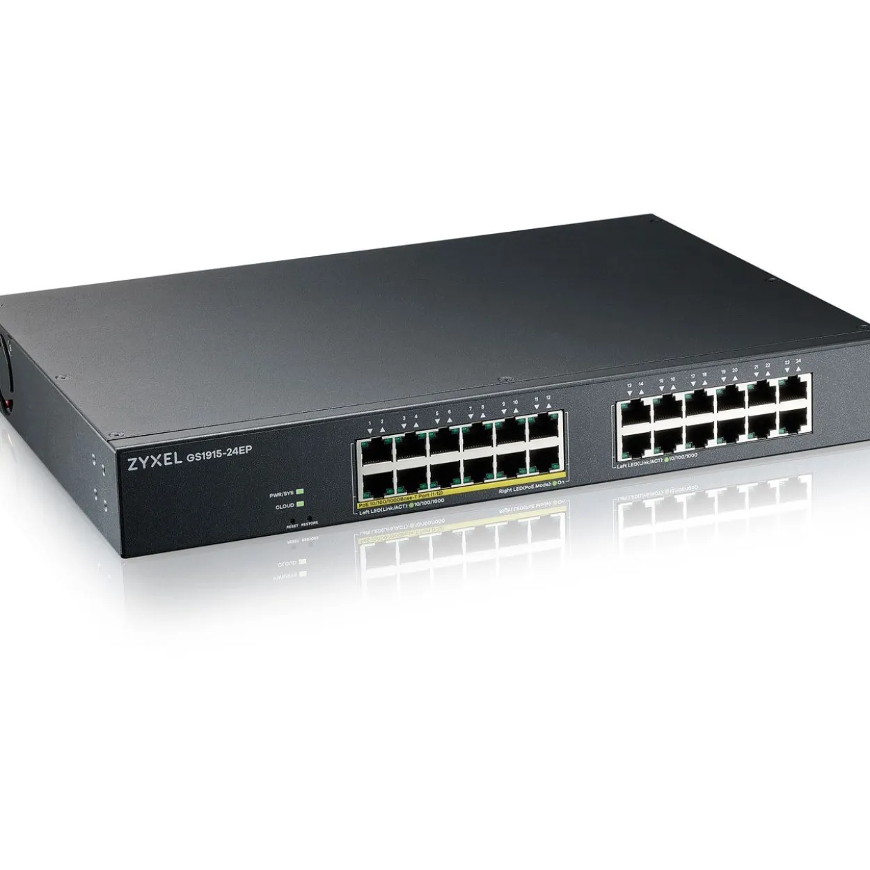 ZYXEL GS1915-24EP 24-port GbE davon 12 Ports PoE+ 130 Watt 802.3at Smart Switch NebulaFlex rackmount smart fan