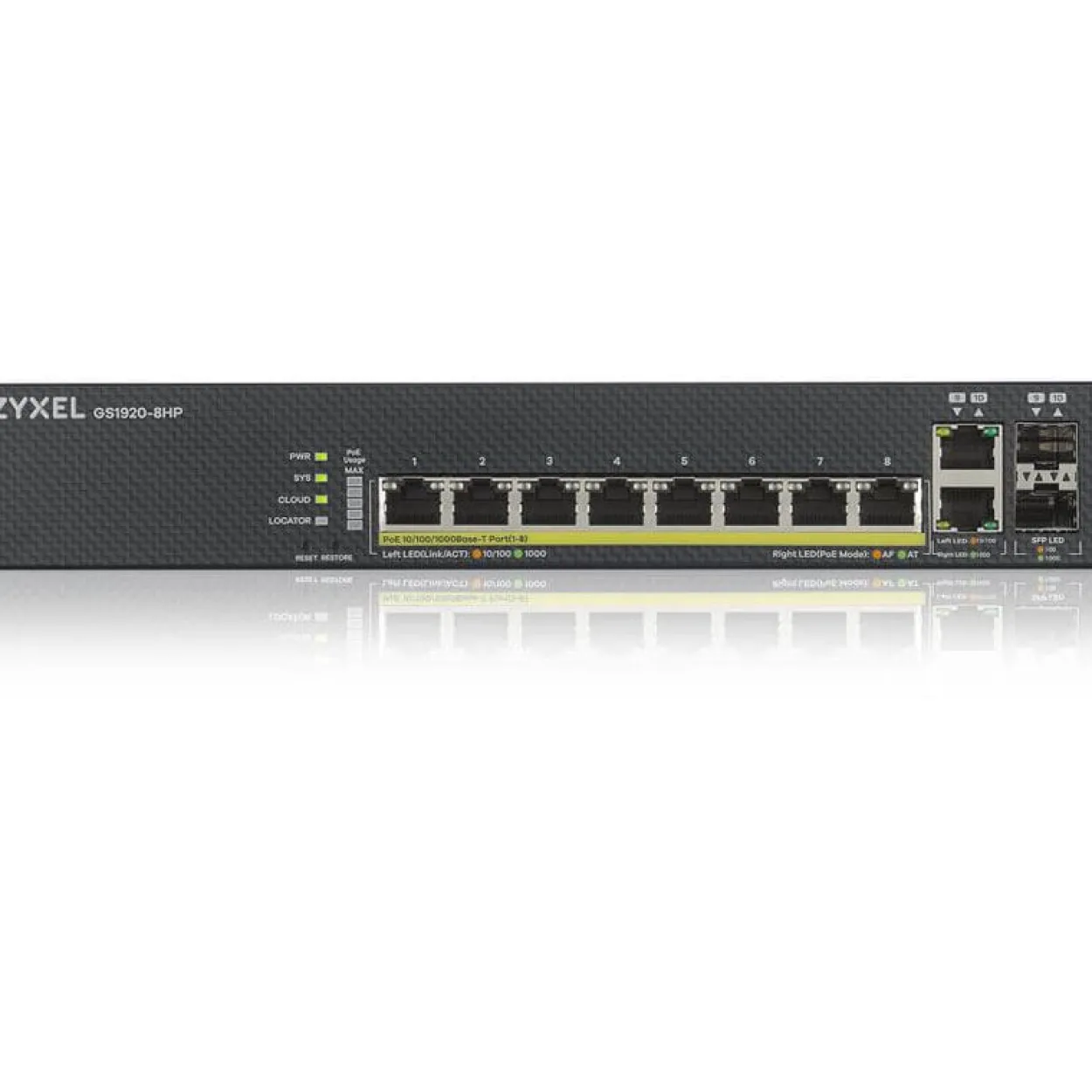 ZyXEL Switch 8x GE GS1920-8HPV2 PoE+