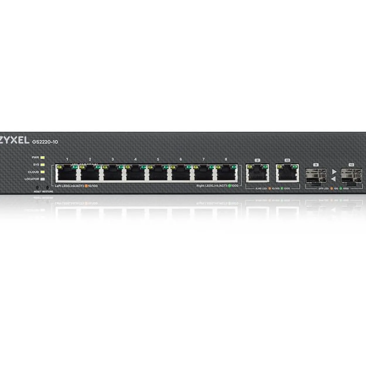 ZyXEL Switch 19" 10x GE GS2220-10 8 Port + 2x SFP/Rj45